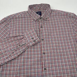 Johnnie-O Top‎ Shelf Large Red Purple Check Plaid Long Sleeve Button Down Shirt